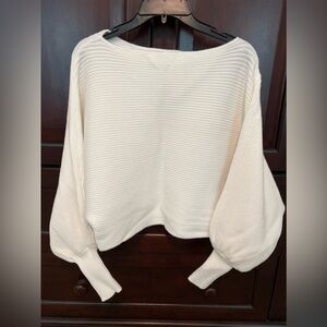 SHE + SKY Winter White Cropped Sweater, Medium